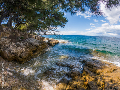 Fototapeta Naklejka Na Ścianę i Meble -  View of beach on Osljak island, Croatia. 