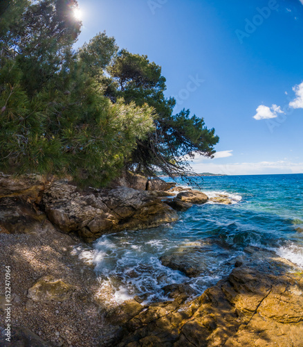 Fototapeta Naklejka Na Ścianę i Meble -  View of beach on Osljak island, Croatia. 