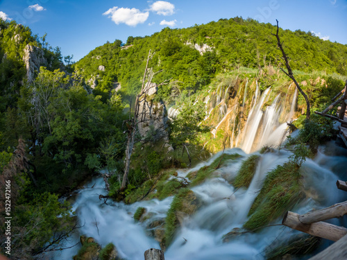 View of waterfalls in Plitvice Lakes National Park, Croatia. 
