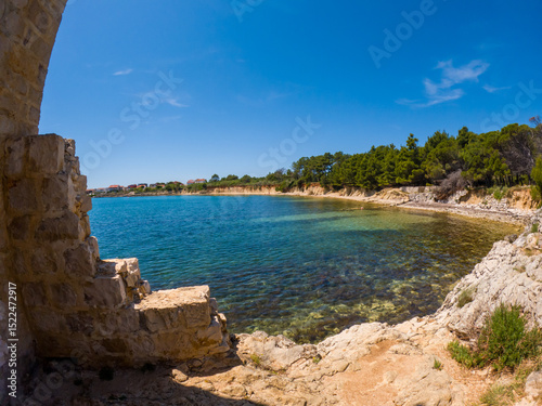 Fototapeta Naklejka Na Ścianę i Meble -  View of Kastelina beach on Vir island, Croatia. 