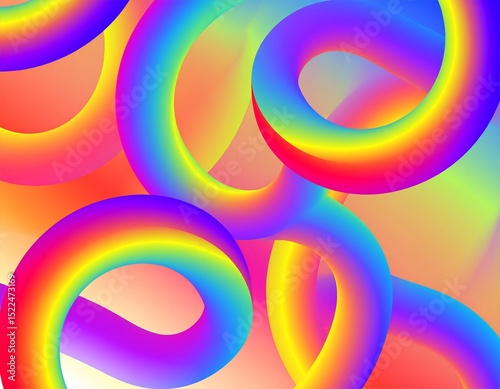 Kolorowe, neonowe węże, spiralnie skręcone rurki. Abstrakcyjne tło 3D