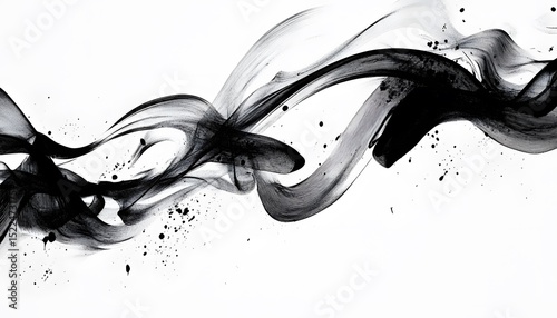 Abstract ink wash design on white background.
