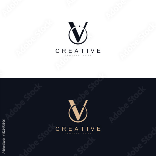 Luxury Initial CV or VC Monogram Text Letter Logo Design