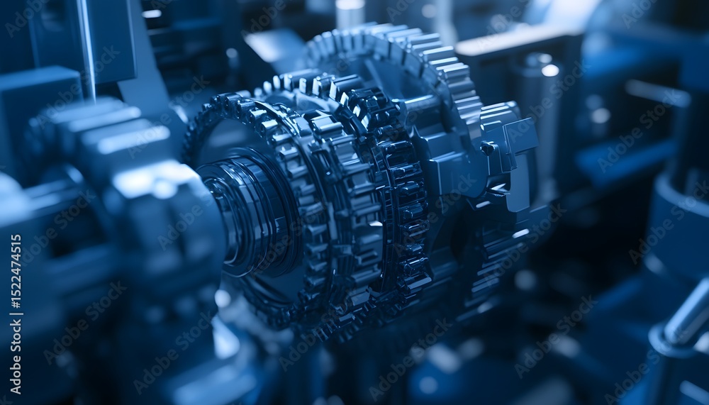 Fototapeta premium Close-up view of intricate gears and mechanisms.