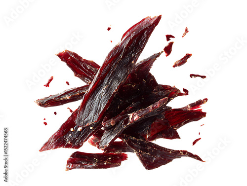 flaying beef jerky on clipping path transprent