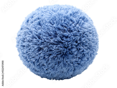 Fluffy Blue Fabric Sphere Soft Textured Round isolated on clipping path transprent