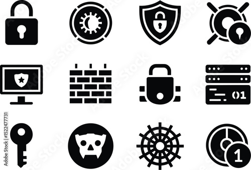 Security cyber data protection icons set vector illustration for website and graphic design needs editable stock vector illustration