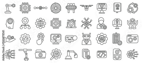 RPA icons set. Automation management streamlines operations, integrating cutting edge technology for increased productivity and efficiency