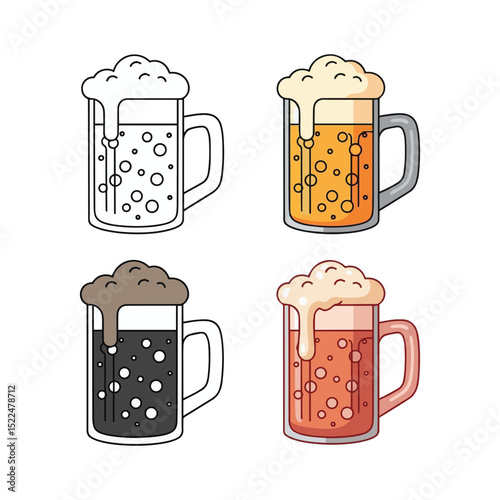 Refreshing Ale and Stout Beer Steins Set Art & Illustration