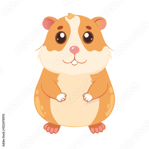 Vector illustration of a soft, cuddly guinea pig with rounded cheeks and tiny paws, standing on a white background.