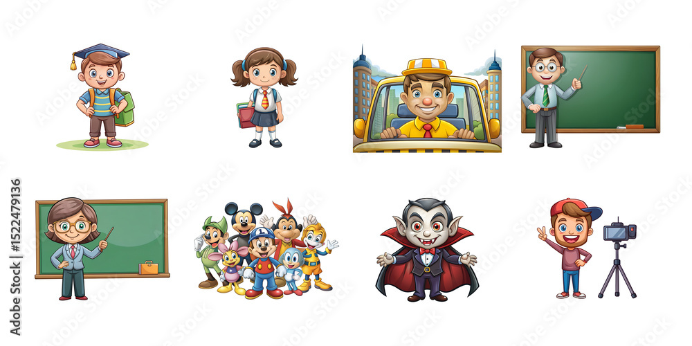 Fototapeta premium PNG CARTOON CHARACTERS
