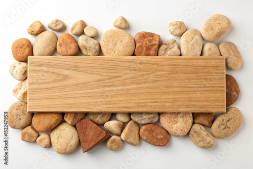 A horizontal, light-brown wooden plank, positioned centrally in the image