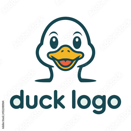 Flat Duck logo vector – playful and clean duck head or full-body design perfect for children’s brands, wildlife themes, pet logos, or farm branding

