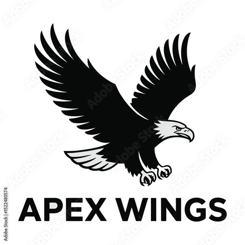 Vector Eagle logo in bold flat style – powerful bird head emblem ideal for sports teams, military branding, patriotic designs, or aviation identity


