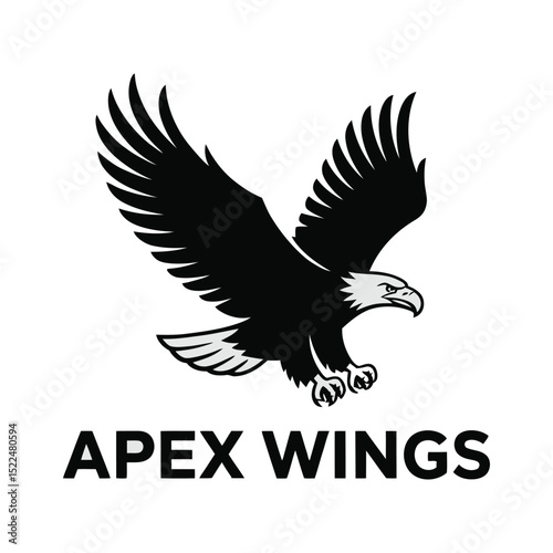 Vector Eagle logo in bold flat style – powerful bird head emblem ideal for sports teams, military branding, patriotic designs, or aviation identity

