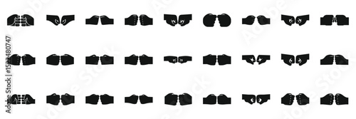 Fist bump icons set. Set of fist bump icons representing greetings, camaraderie, and success
