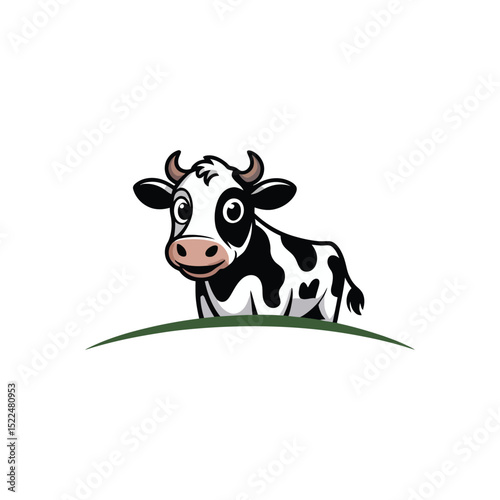 Flat Cow logo vector – minimal dairy cow head design ideal for milk brands, farms, organic products, food packaging, and agriculture businesses

