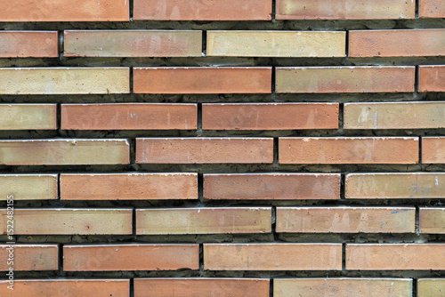 Newly laid brickwork in wet environment from rain close up
