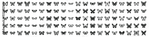 icons set. Collection of butterfly icons representing various species and wing designs, perfect for nature themed projects