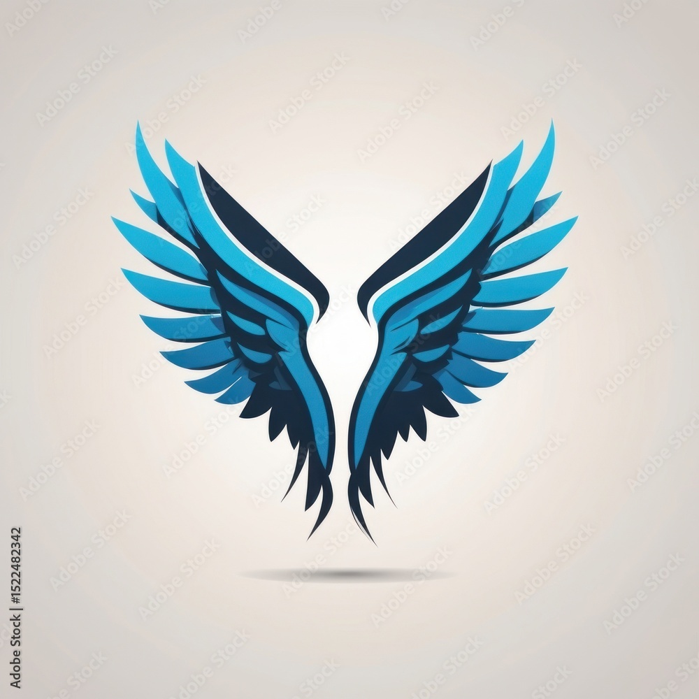 Obraz premium Abstract blue and black wings design on a light background.