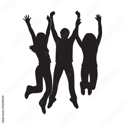 Silhouette of Three Dancing Women in Party Poses