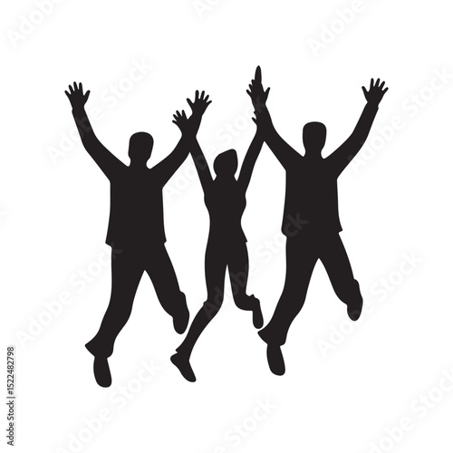 Silhouette of Three Dancing Women in Party Poses