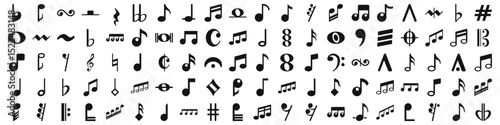 icons set. Different musical notes and symbols are creating a beautiful symphony of sound design