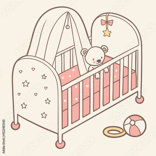 Baby Crib Clipart Illustration
