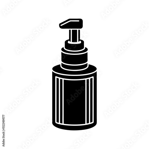 Black pump bottle icon isolated on transparent background