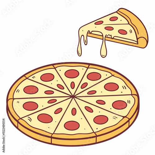 Flat Style Cheese Pizza Clipart
