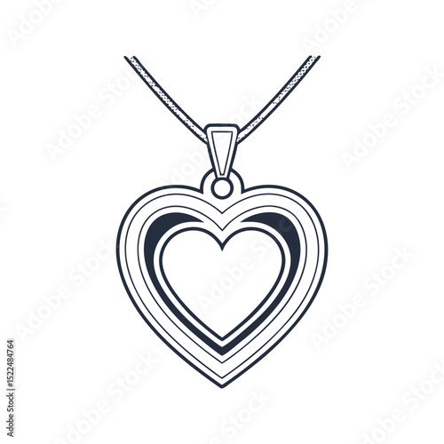 Heart shaped pendant necklace illustration isolated on transparent background