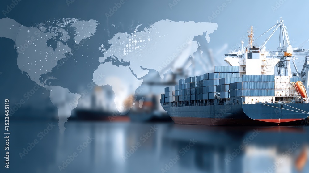 Fototapeta premium Global Trade Shipping Container Vessels
