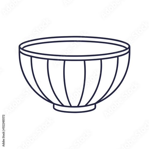 Simple line drawing of a mixing bowl isolated on transparent background