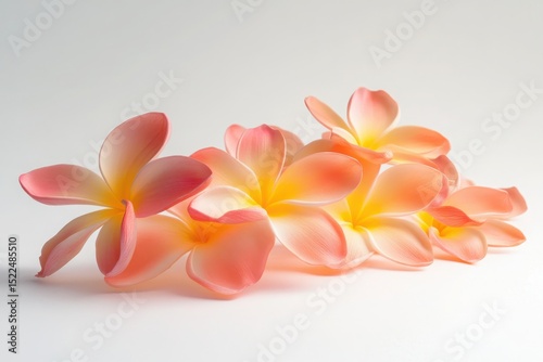 Peach plumeria flowers isolated on white background