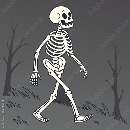 halloween skeleton with skull