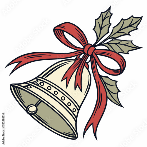 christmas bells with red ribbon