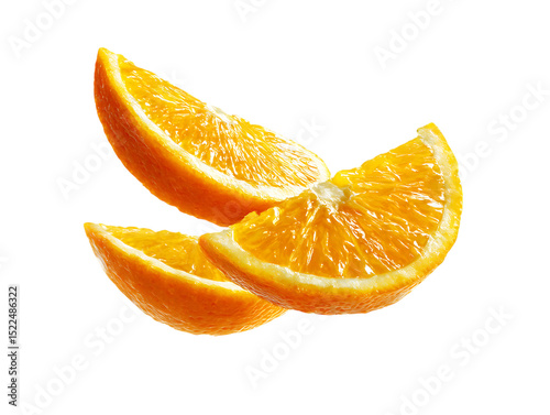 flying orange half slices on clipping path transprent