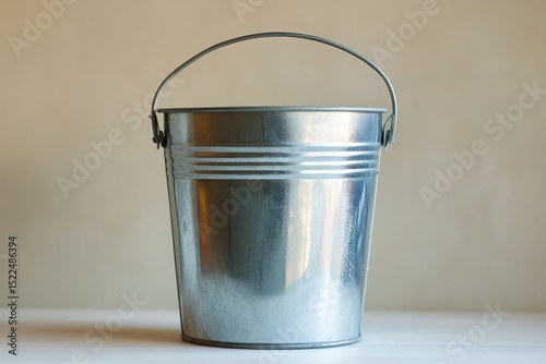 Small galvanized metal bucket isolated on white background