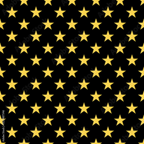 luxury seamless pattern: golden color glitter stars against black background