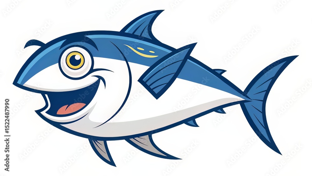 Fototapeta premium Modern Blue Icon for Guided Fishing Trips with Jumping Tuna Motif