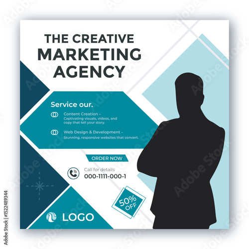 Digital marketing agency social media post design and web banner template
