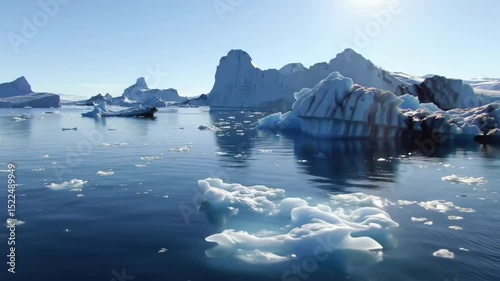 Arctic Icebergs: Glacial Melt and Sunlit Waters