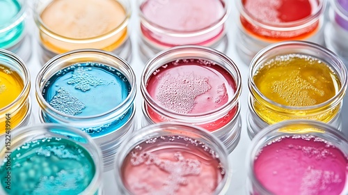 Colorful Liquids in Glass Dishes: An Abstract Science Visual Exploration of Laboratory Experiments and Fluid Dynamics.