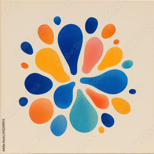 Abstract ink drops in motion on cream background