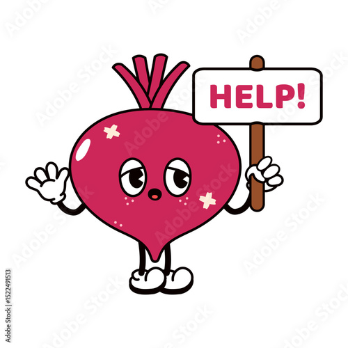 Sad suffering sick cute Chinese cabbage asks for help character. Vector flat cartoon illustration icon design. Isolated on white backgound. Suffering unhealthy Chinese cabbage character concept