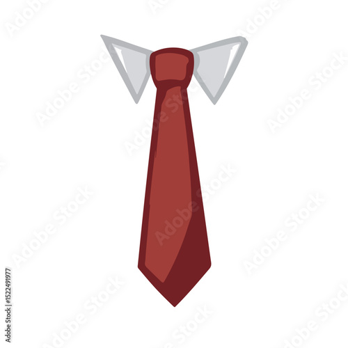 Maroon necktie illustration. Classic menswear accessory design. Detailed image of a formal necktie perfect for fashion blogs, websites, or presentations.