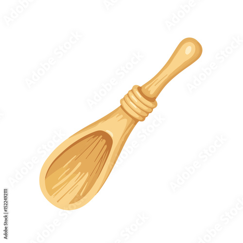 Wooden bamboo tea scoop for loose leaf tea ceremony. This elegant scoop is perfect for measuring and serving tea leaves.  High-quality image of bamboo tea scoop,