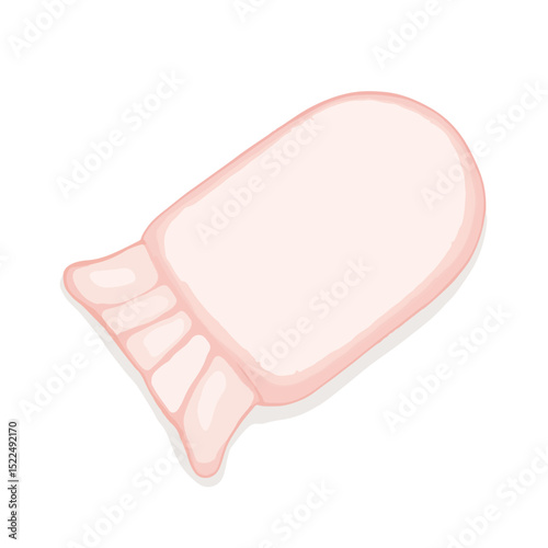 Soft pink bath mitt for baby. Gentle exfoliating bath mitt for newborns skin care. Luxurious bath mitt design perfect for baby shower invitations or newborn announcements.