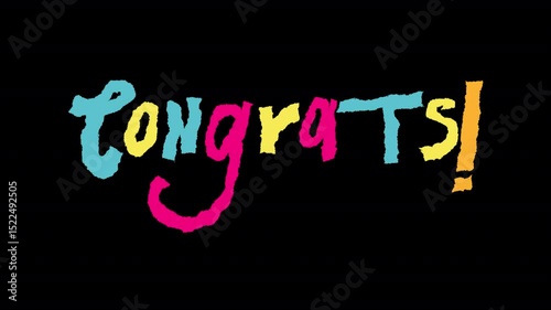 Colorful Congrats Text Animation HD On Alpha