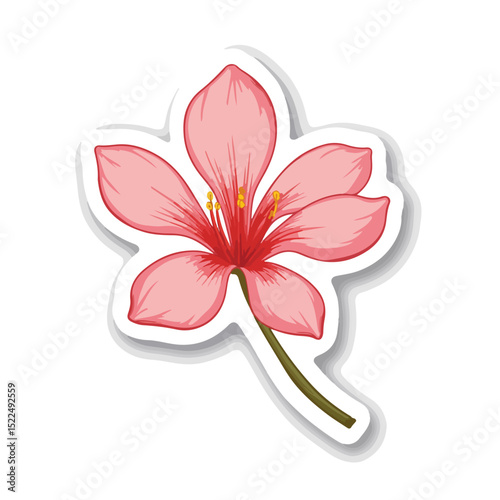 Pink floral sticker design. Elegant blush flower illustration for scrapbooking and crafting projects. This pretty floral element is perfect for stationery, greeting cards, and decorative purposes.